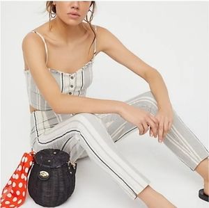 NWT FREE PEOPLE Arizona Denim Set INDIGO STRIPE $128